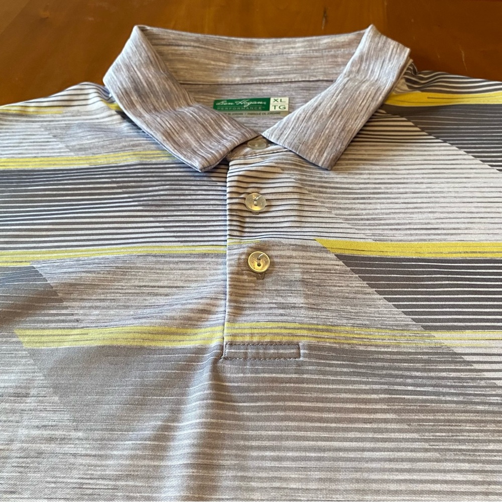 Ben Hogan Performance Short Sleeve Golf Polo Grey/Yellow/Black XL
